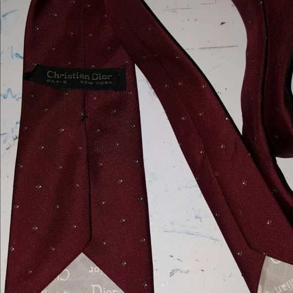 Christian Dior neck  Tie Dark Burgundy 56" - Picture 3 of 3
